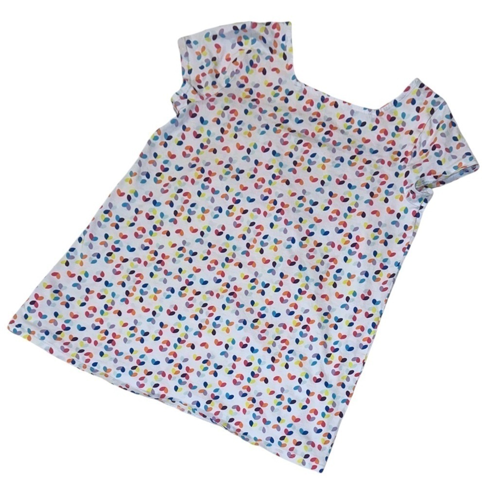 LANDS ' END Girls Short Sleeve Shirt Colorful Heart Pattern 10-12 Medium - Picture 3 of 5